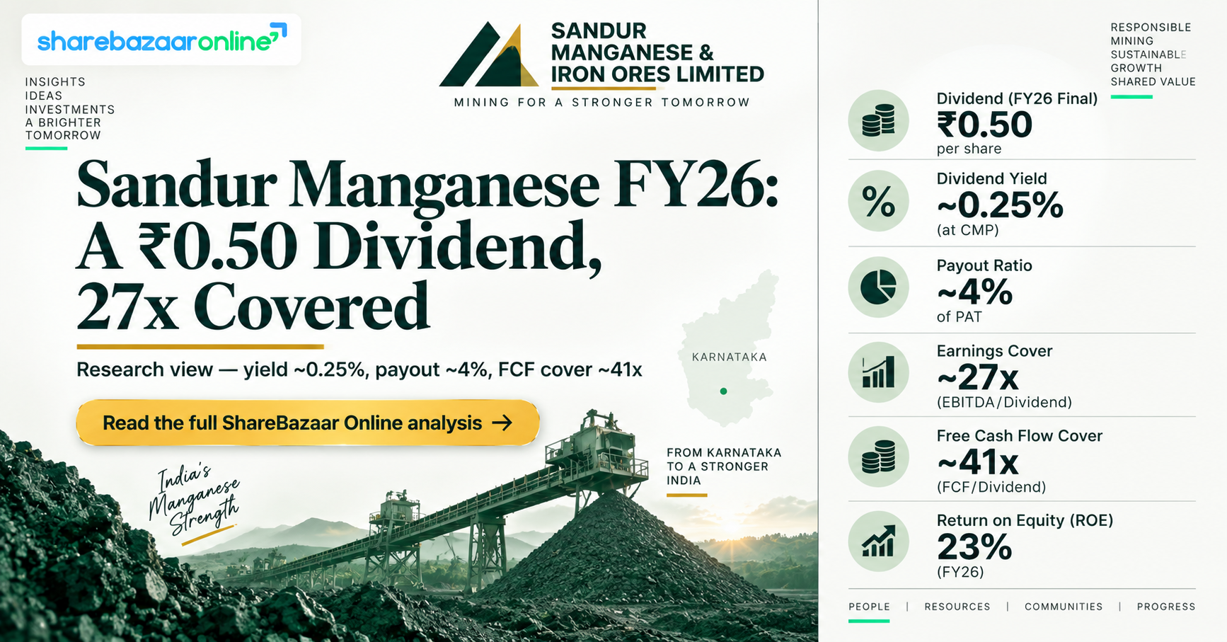 Sandur Manganese Dividend 2026 (SANDUMA) — ₹0.50 Final, Record Date 12 Aug